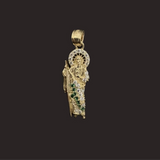 Mini San Judas Pendant W/ Green CZ