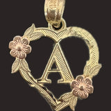 Heart Flower Initial Pendant