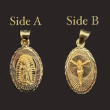 Tri-Color Double Sided Virgen Mary/Jesus Christ Oval Shape