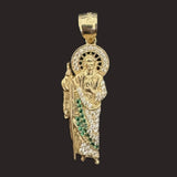 San Judas Pendant W/ Green CZ