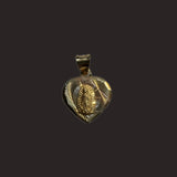 Small Tri-Color Heart Shape Virgen Mary Pendant