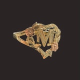 Heart Flower Initial Ring