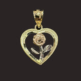 Heart Pendant W/ Rose