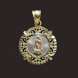 Round Virgen Mary Pendant W/ Design