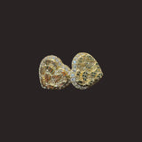 Large Heart Nugget Earrings W/ CZ